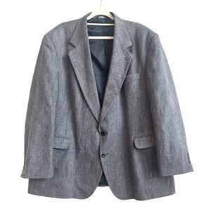 Haggar Clothing Co Wool/Silk/Poly Blend Navy/Gray Two Button Suit Blazer